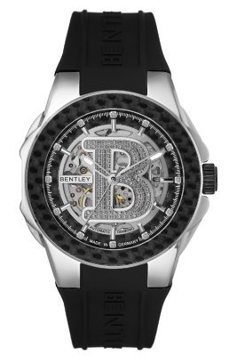 型号: BL2334-152MWWB商品介绍: 黑色碳纖維錶圈材质: 不鏽鋼錶殼表壳尺寸: 43.0 X 54.0mm表盘尺寸: Ø33.0mm表盘颜色: 銀色面盤鑲 12顆美鑽 & B LOGO 鑲91顆白色藍寶石表带:  黑色橡膠錶帶表镜: 耐磨損藍寶石水晶玻璃表冠: Ø 7.5mm机芯: 8N24 / 自動表