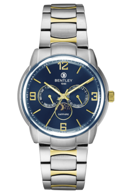 Product SKU: BL2529-10MTNI-KCase Material: Gold two tone stainless steelCase Size: 43.0mm X 51.0mmDial Size: Ø 37.0mmDial Color: Blue dialCrystal: Sapphire crystal glassCrown: Ø 5.5mmMovement: VX3H