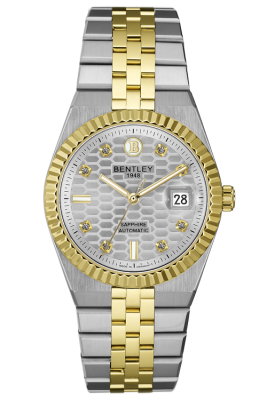 Product SKU: BL2534-15MTCI-KCase Material: Gold two tone stainless steelCase Size: 40.0mm X 40.0mmDial Size: Ø 33.0mmDial Color: Silvar dial with 8pcs white sapphireCrystal: Sapphire crystal glassCrown: Ø 6.0mmMovement: 8215