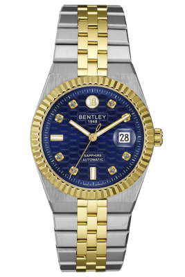 Product SKU: BL2534-15MTNI-KCase Material: Gold two tone stainless steelCase Size: 40.0mm X 40.0mmDial Size: Ø 33.0mmDial Color: Blue dial with 8pcs white sapphireCrystal: Sapphire crystal glassCrown: Ø 6.0mmMovement: 8215