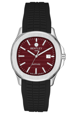 Product SKU: BL2569-10MWRBCase Material: Stainless steel caseCase Size: 40.0mm X 45.4mmDial Size: Ø 28.7mmDial Color: Dark red dialBracelet:  Black Rubber Band strapCrystal: Sapphire crystal glassCrown: Ø 5.5mmMovement: GM12