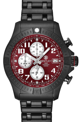 Product SKU: BL2596-102MBRACase Material: Black tone stainless steelCase Size: 43.0mm X 51.0mmDial Size: Ø 34.0mmDial Color: Dark red dial with 4pcs diamondCrystal: Sapphire crystal glassCrown: Ø 7.0mmMovement: VK67